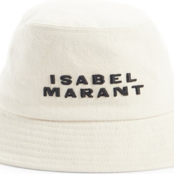 Isabel Marant Women's Ecru Embroidered Logo Haley Bucket Hat Size 57cm/7” $210 - Picture 4 of 8
